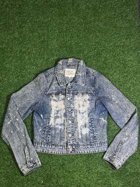 Thread & Supply Distressed Bleash Wash Denim Trucker Jacket